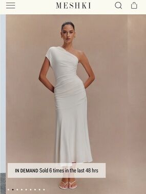 Meshki White One-Shoulder Midi Dress